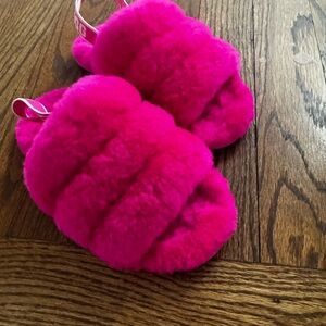 UGG Vibrant Pink Fuzzy Slippers